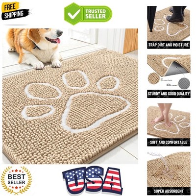 Dog Door Mat for Muddy Paws, Absorbent Dirt Trapper Non Slip Quick