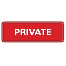 Standard Private Door/Wall Sign -Red - Large 2 Pack
