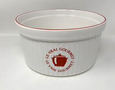 Le Vrai Gourmet Porcelain WHITE RIBBED PLEATED SOUFFLE BAKING DISH 18cm x 10cm