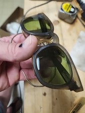 Vintage Green Glass Safety Glasses With Side Shields