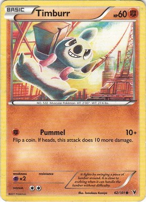 Timburr 62/101 C Noble Victories Pokemon DMG (creases/dents)