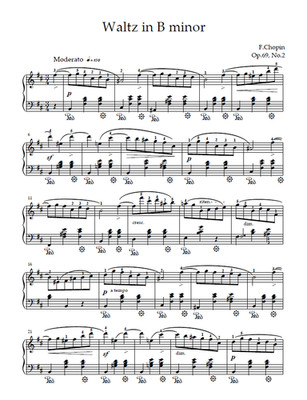 Frederic Chopin - Walzer h-Moll op.69 Nr.2 (Klaviernoten)