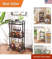 Carrello da Bar a 3 Livelli per Casa, Rotolamento Mini Liquori Bar per Vino Bevande Cena Pa...