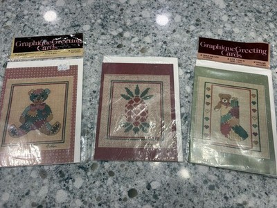 Vintage 80's Robin Rowe Cross Stitch Patterns Graphique Greetings Cards lot of
