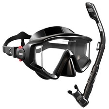 Snorkeling Gear for Adult Men Women: Diving Mask with Dry Snorkel Carbon Black