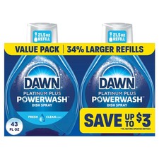Dawn 21.5 oz. Platinum Powerwash Spray Fresh Scent Hand Dish Soap Refill, 2 Pack 0.46 per fl oz