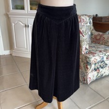 Act III 1970's Vintage Black Velvet Midi Skirt