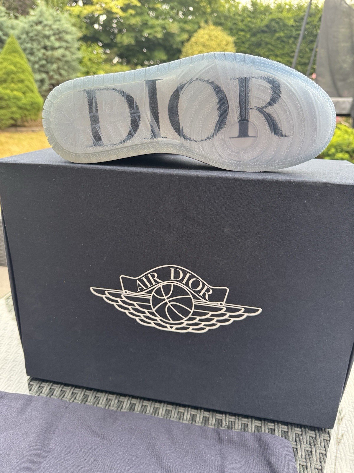 Dior Jordan 1 High Top Leather Monogram Trainers Grey/White UK 8 image 10