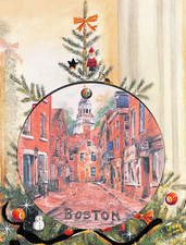 Boston DOUBLE SIDED Wood Christmas Ornament - Freedom Trail Souvenir