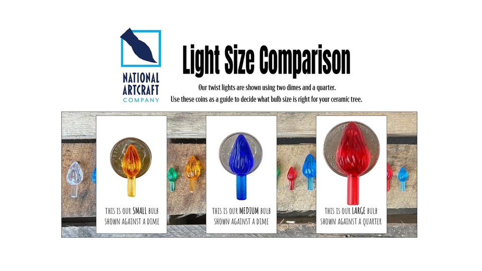 Adornos de luz de árbol de Navidad de cerámica estilo torcido grande National Artcraft -... Foto 3 de 4