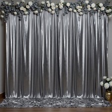 Black Silver Sequin Backdrop Curtain 10 x 10 ft 2 Panels Glitter Wedding Party