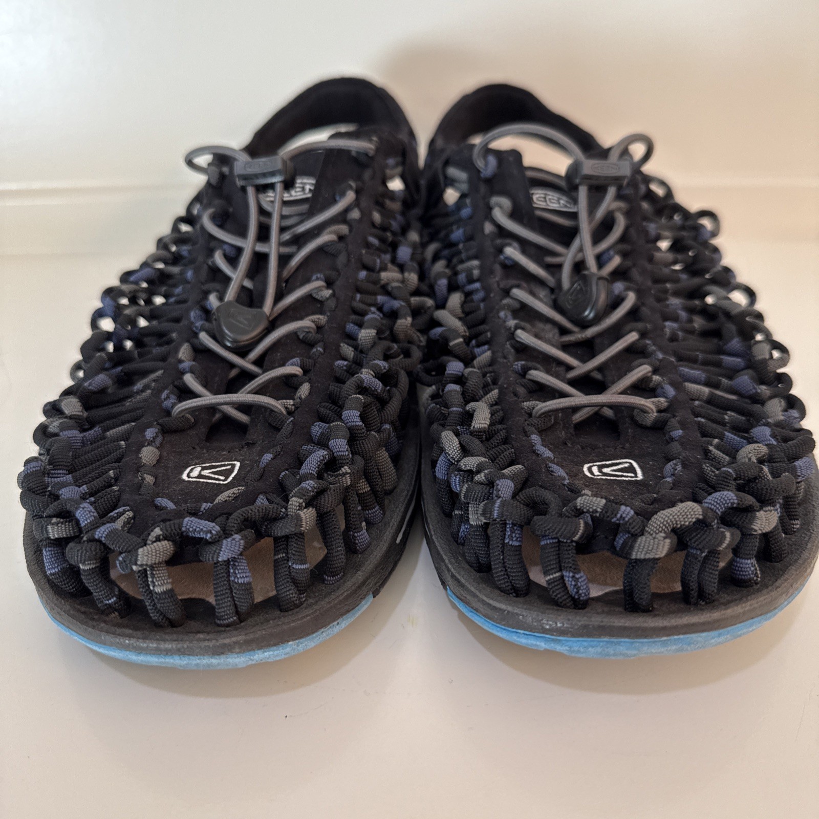 Sandalo Keen Uneek uomo taglia 11 5 Paracord sport outdoor trail nero blu comodo