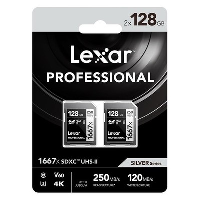 128GB (2-Pack) Professional 1667x SD Card, UHS-II, C10, U3, V60, Full HD, 4K,...