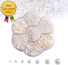 5600PCS Half round Pearls Flatback Imitation Pearls for Crafts 7 Sizes