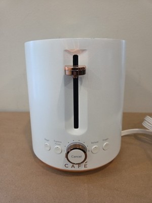 Café Express Finish 2 Slice Metal Toaster White, Good Used Condition 