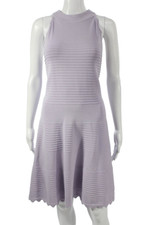 Eliza J Womens Fit & Flare Sweater Dress Purple Striped Mockneck Size XL