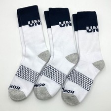 3-Pack Men's Honeycomb Solid Calf Socks Cushion BOMBAS Size Large White Athletic