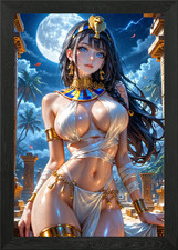 Egyptian Anime Goddess Framed Wall Art Poster Canvas Print Picture