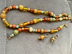 Vintage set of jewelry different colors shapes of precious stones necklace brace — photo 4