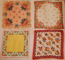 4 Vintage Hankies Women's Handkerchiefs VGC No Holes Or Stains Lot 3