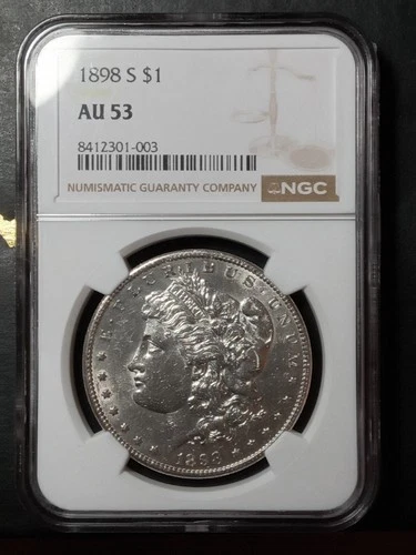 1898 S Morgan Silver Dollar $1-Graded NGC AU-53!LOOKS NICER!!BETTER DATE!!!PQ!!!