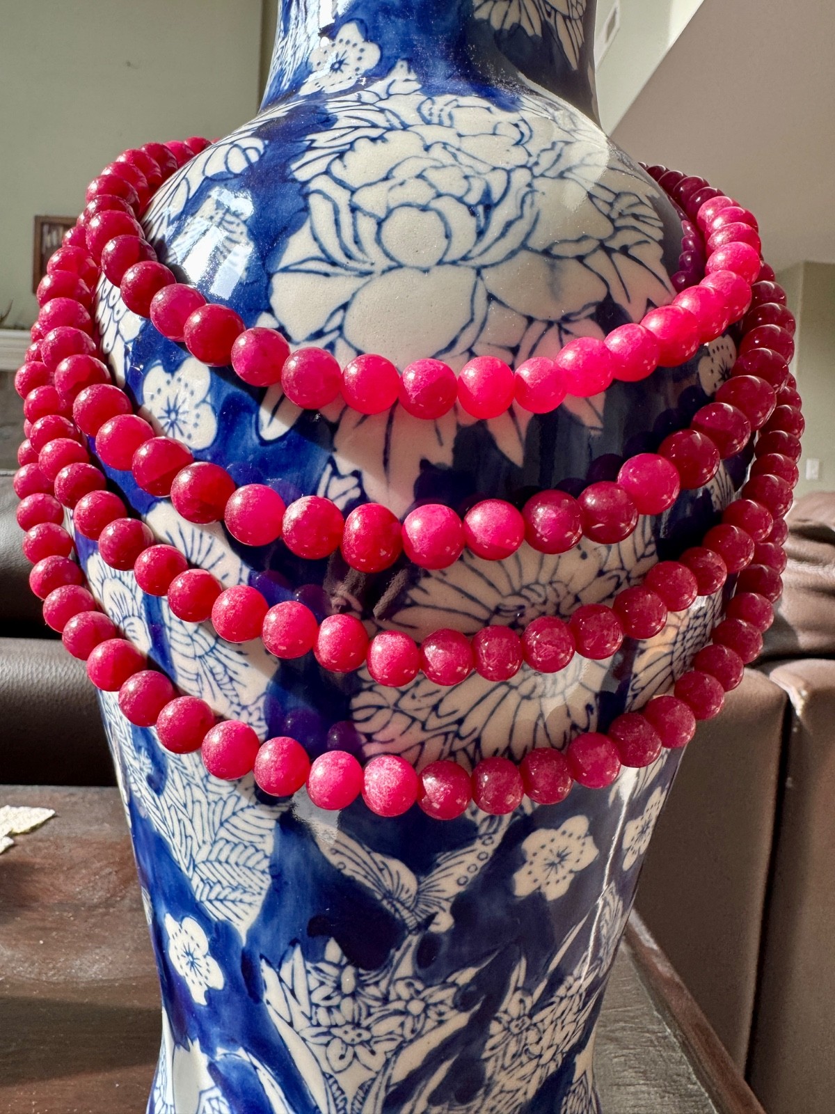 Multi strand Ruby Necklace adjustable - image 5