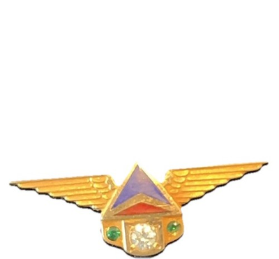 #ad Delta Air Lines 30 Year Service Pin 10K Gold Diamond 2 Emeralds Wings $375.00