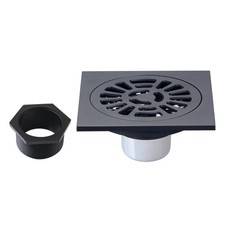 4 Inch Square Shower Drain Grid with Hair Strainer Matte Black Brass Watercourse