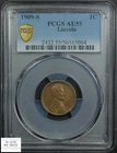 1909 S Lincoln Wheat Copper Cent 1C PCGS AU 55