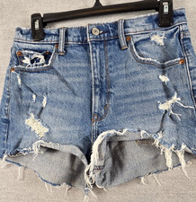 Abercrombie Fitch The Mom Short Denim High Rise 6 / 28 Distressed Cut Off Y2K