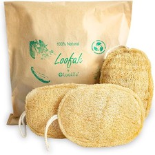 Natural Loofah Exfoliating Sponge 3 Pack Organic Biodegradable Shower Luffa