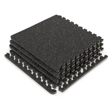 Interlocking Dual Density Rubber Top EVA Foam Home Gym Floor Mat for Exercise...