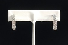 925 Sterling Silver Diamond Cut Hoop 3/4 Earrings 4.33g