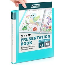 Presentation Binder 24-Pocket 8.5x11 Portfolio Plastic Sleeves Organizer Aqua