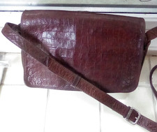 ENNY brown mock croc Italian leather crossbody shoulder bag 22 x 18 x 6 cm vgc