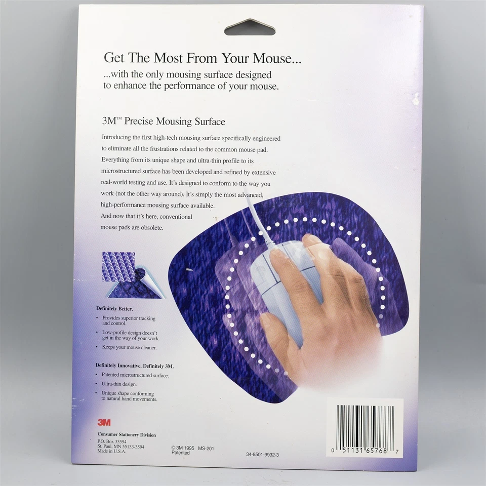 3M Mousepad Vintage 1995 High Quality Purple Black Thin Textured Surface USA - Image 2 of 4