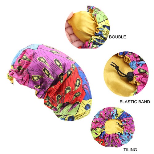 Baby Kids Girls Satin Printed Adjustable Bonnet Sleeping Nightcap Hat Head Cover - Picture 54 of 60