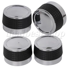 4x Grills Knobs Replacement Chrome & Black Rotating Switch w/ D-Shaped Valve