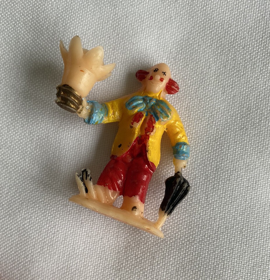 Vintage 20 Clown Cupcake Toppers Picks & 1 Clown Candle Holder Hong