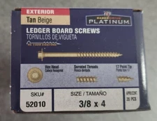 Midwest Fastener 52010 3/8 X 4 Tan Beige Ledger Board Screws 35 PCS