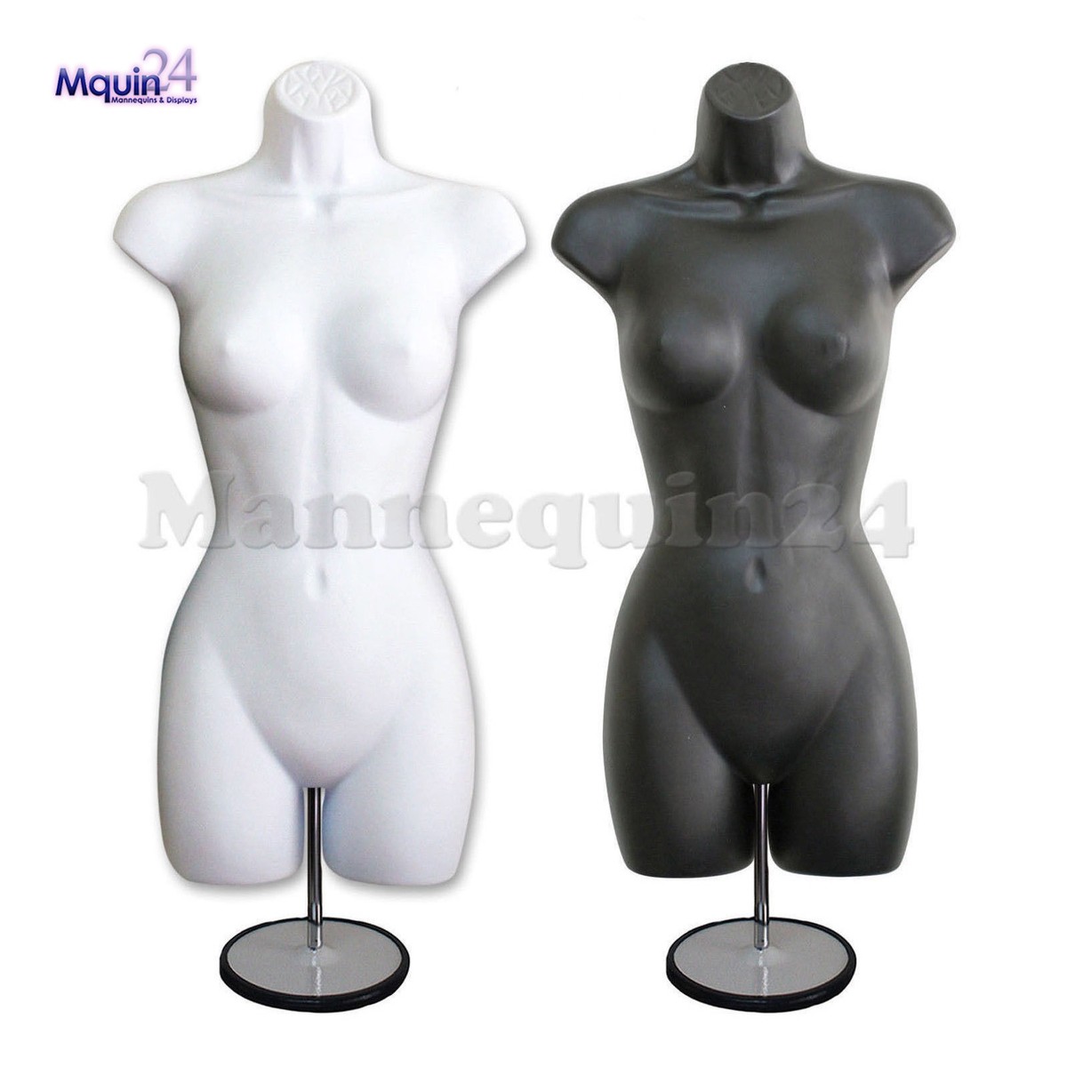 ladies dress form mannequin Female Dress Form with Black Rolling Base (JF-F+BS-WB02T), White / 10/12