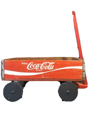 vintage coca cola wooden wagon