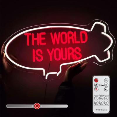 The World Is Yours Neon Sign - LED Blimp Light for Game Room & Bar