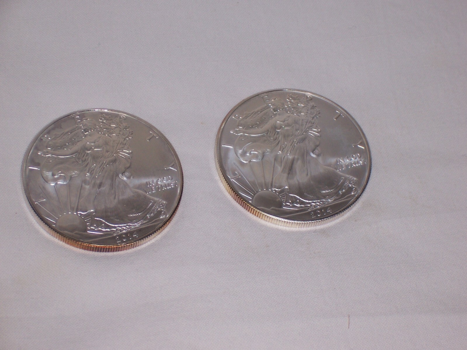 2- 2014 American Silver Eagles 1 Troy oz .999 Fine Silver Each Uncirculated COIN