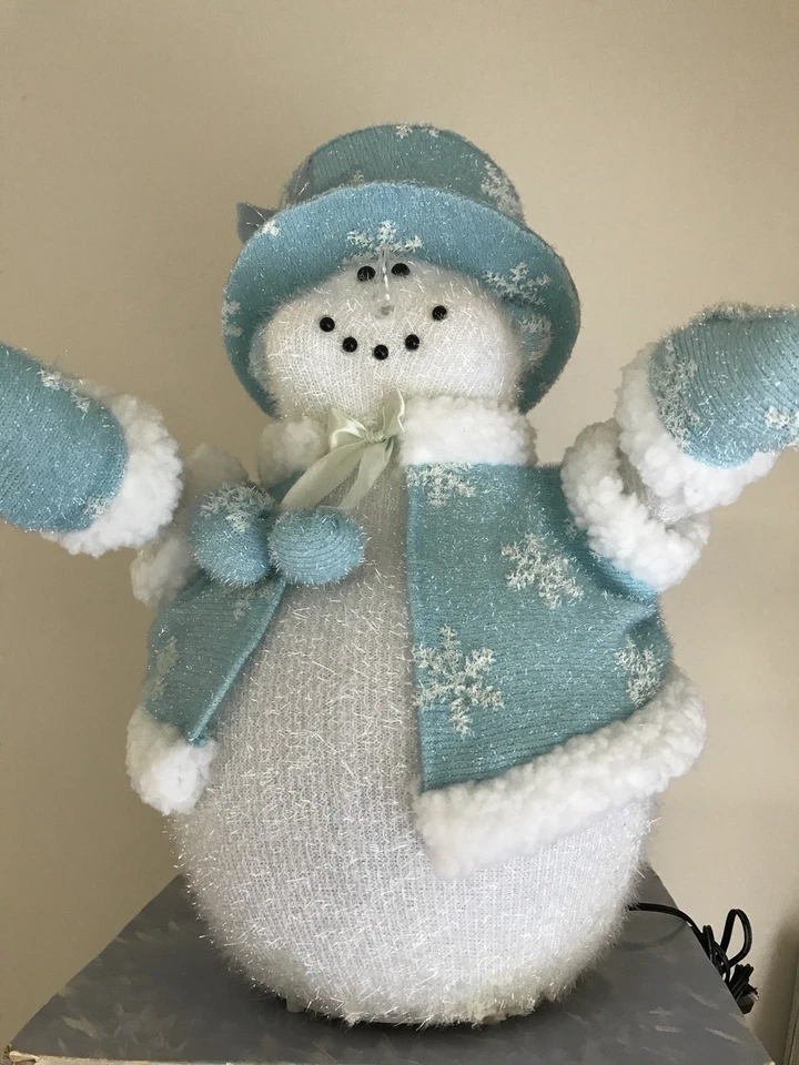 Fiber Optic Revolving Snowflakes 14" Lamp In Box Blue and White - Image 2 of 4