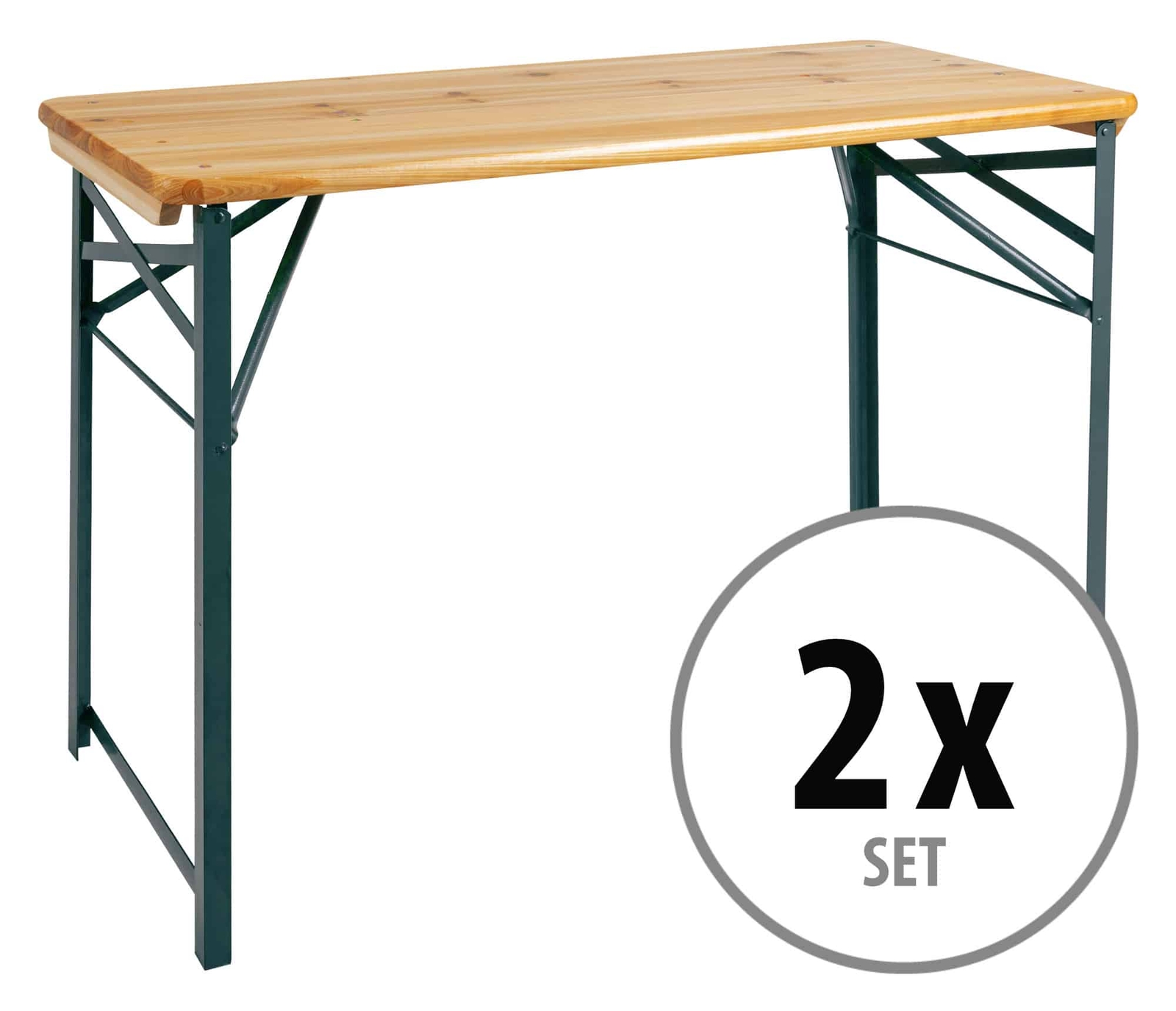 2 klappbare Bierzelttische in Natur mit 119cm Länge für Camping, Balkon & Garten