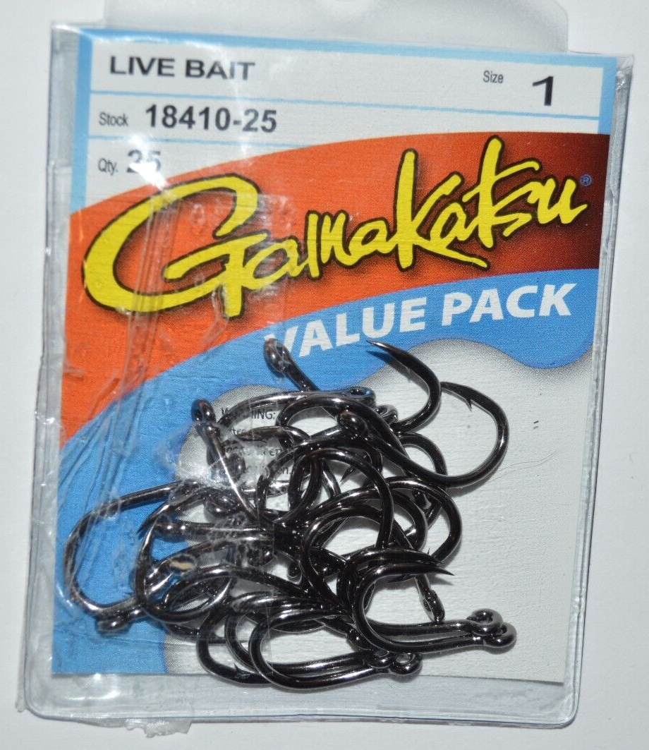 gamakatsu live bait hooks size 1 24 hooks 18410-24 versatile