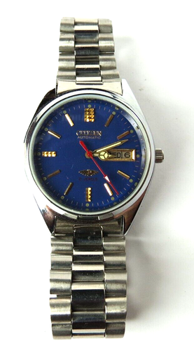 VINTAGE MENS CITIZEN AUTOMATIC 21'J DAY/DATE 8200A BLUE DIAL WRISTWATCH BRACELET - Imagen 5 de 10