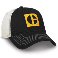 Caterpillar CAT Equipment Black  Tan C Block Heritage Mesh Snapback Cap/Hat