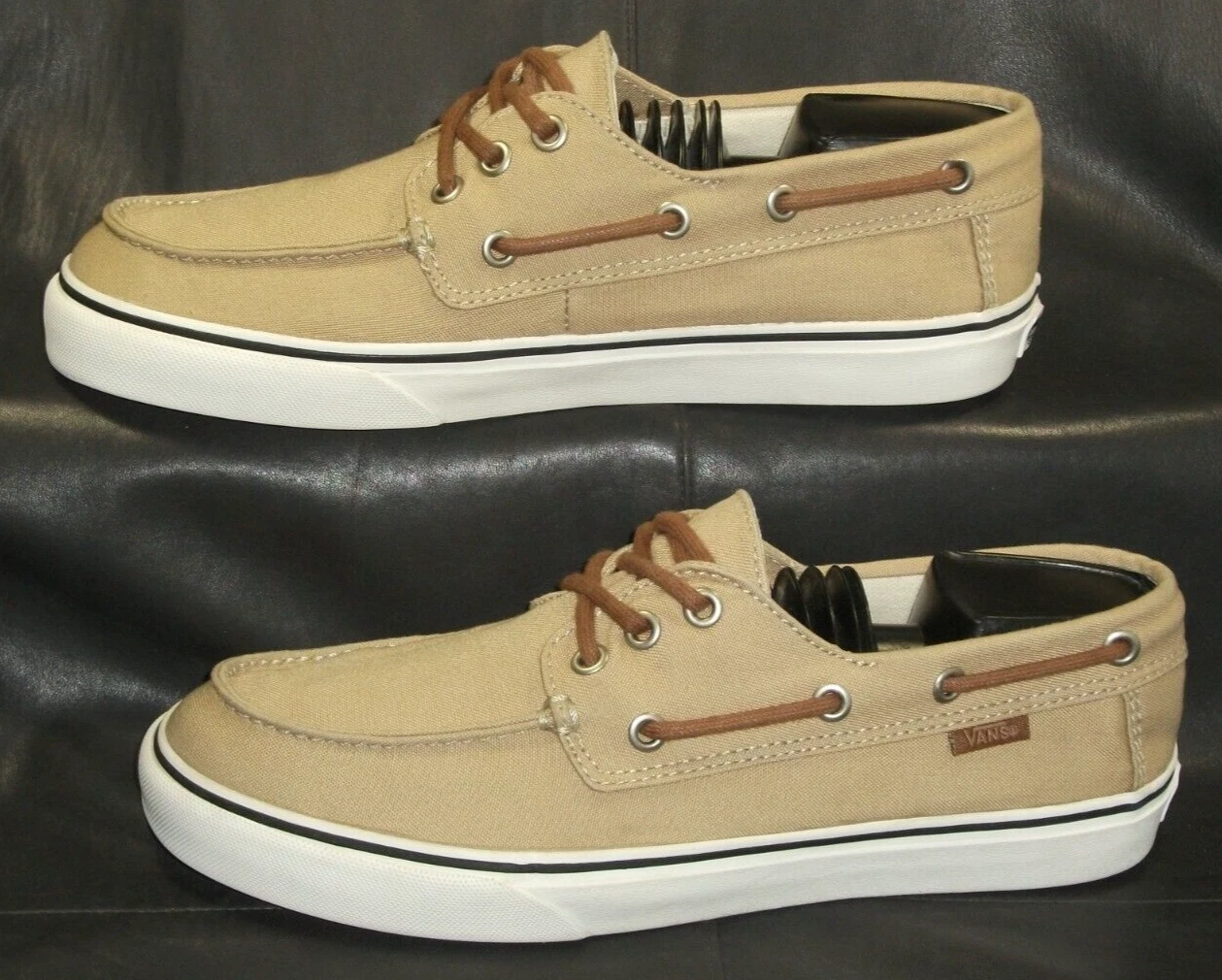 Scarpe mocassini VANS kaki da uomo in tela marrone chiaro casual Oxford stringate taglia US 7 5